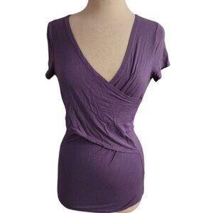 LA CLEF Small Maternity Nursing Purple Shirt